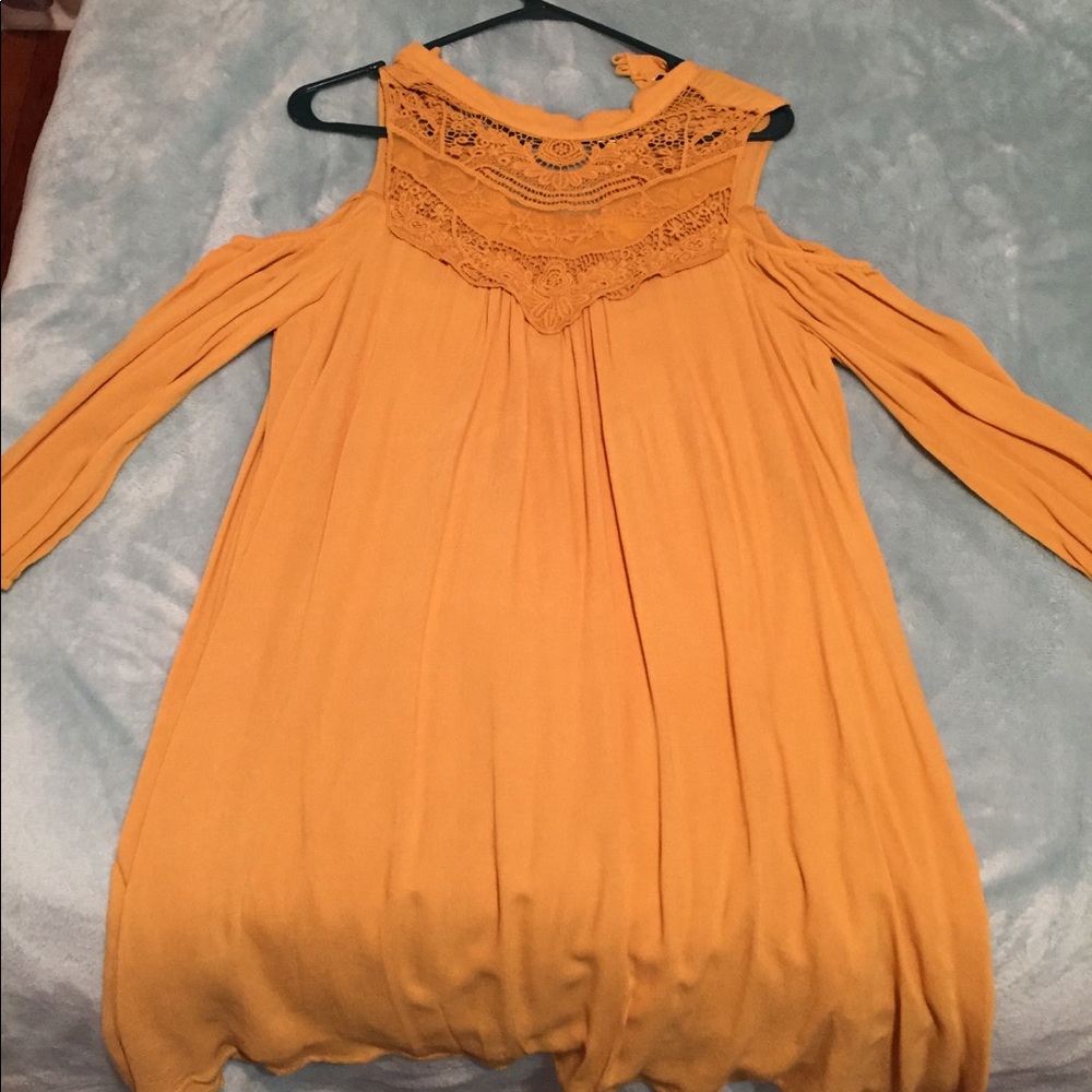 Mustard color flowy dress
